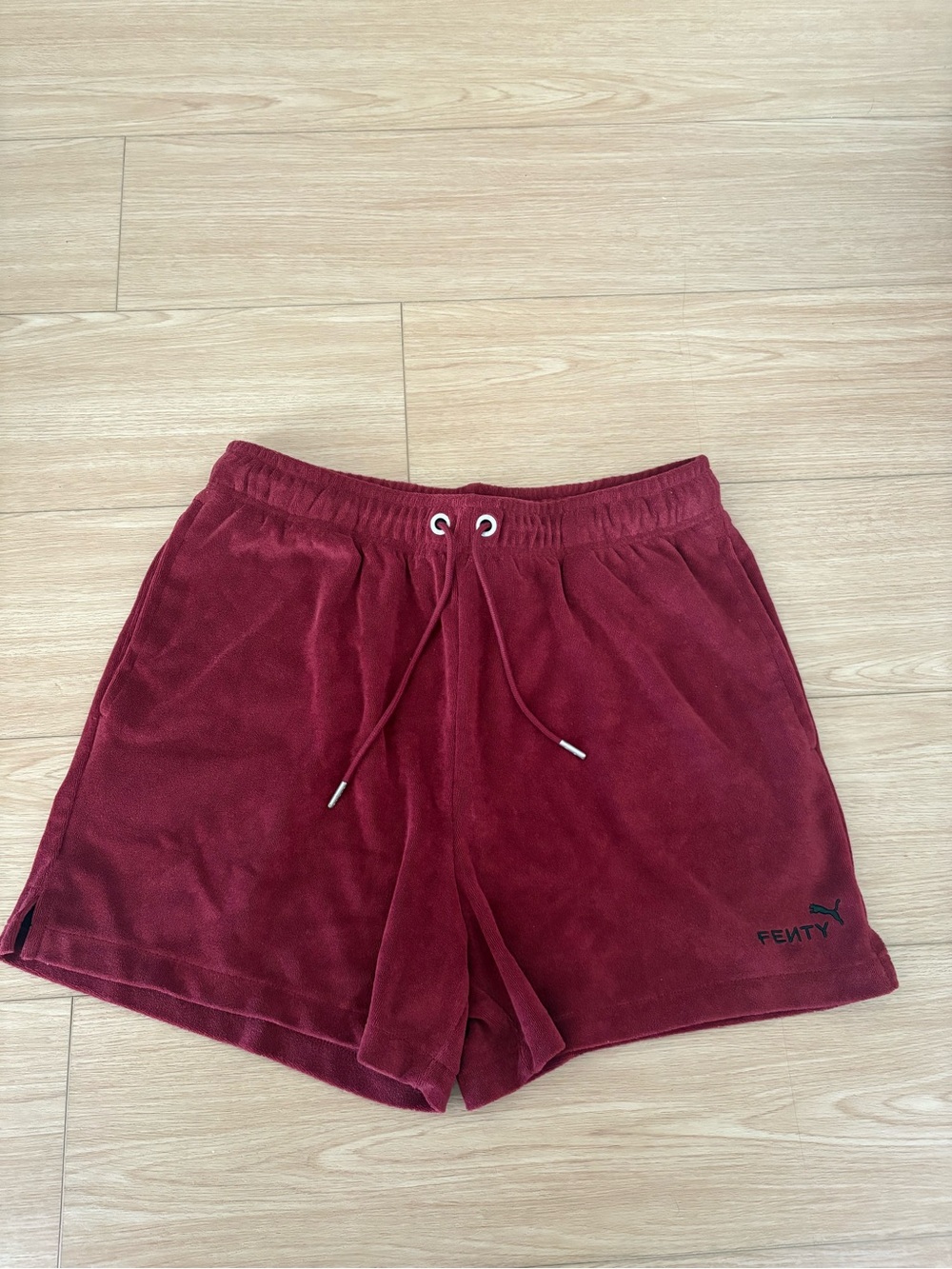 PUMA FENTY Men's Burgundy Velour Lounge Shorts